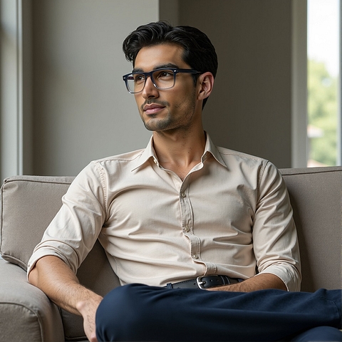 Vincent Chase Blue Transparent Full Rim Square left side