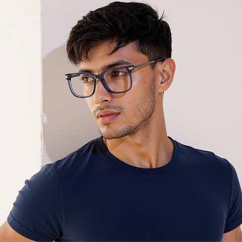 Vincent Chase Blue Transparent Full Rim Square left side