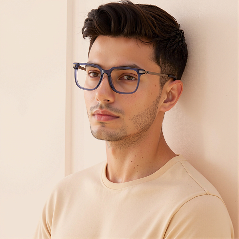 Vincent Chase Blue Transparent Full Rim Square right side