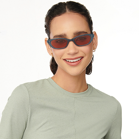 Vincent Chase Online Sky Blue Full Rim Cat Eye left side