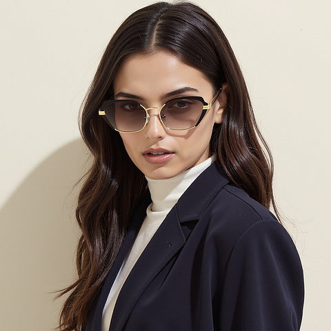 Vincent Chase Gold Full Rim Cat Eye left side