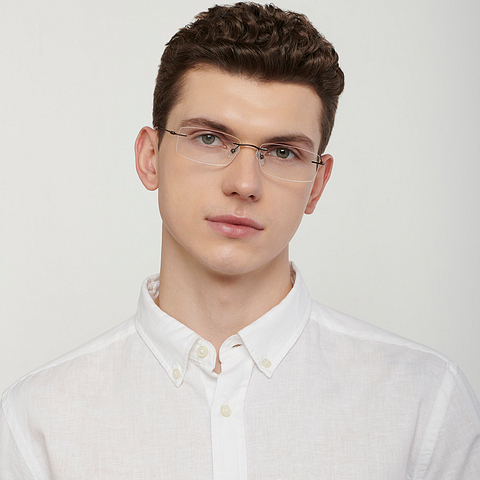 Vincent Chase Online Light Brown Rimless Rectangle left side