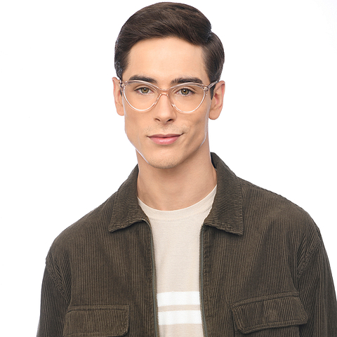 Lenskart BLU Screen Glasses Blue Block Screen Glasses: Brown Transparent Full Rim Cat Eye Vincent Chase Classic Acetate VC E15384-C3 Eyeglasses right side