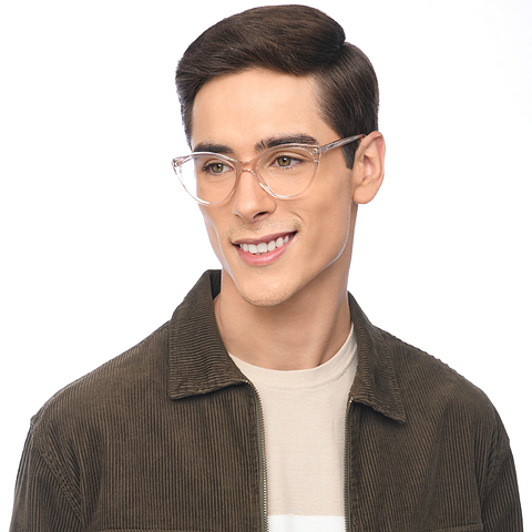Lenskart BLU Screen Glasses Blue Block Screen Glasses: Brown Transparent Full Rim Cat Eye Vincent Chase Classic Acetate VC E15384-C3 Eyeglasses left side