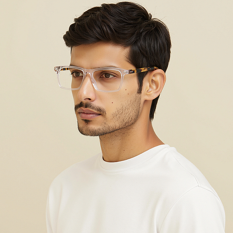 Vincent Chase Crystal Transparent Full Rim Rectangle left side