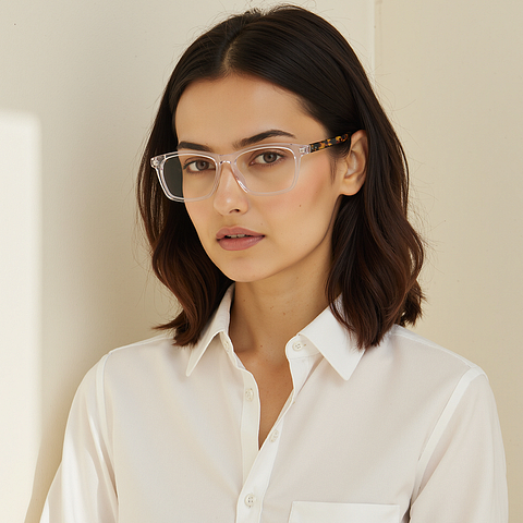 Vincent Chase Crystal Transparent Full Rim Rectangle left side