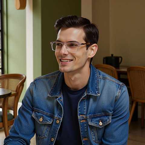 Vincent Chase Crystal Transparent Full Rim Rectangle left side