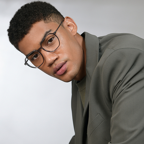 Vincent Chase Online Gray Transparent Full Rim Geometric left side