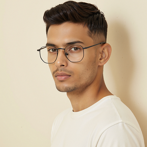 Vincent Chase Online Dark Gunmetal Full Rim Geometric left side