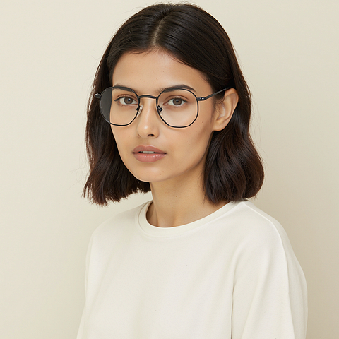 Vincent Chase Online Dark Gunmetal Full Rim Geometric left side