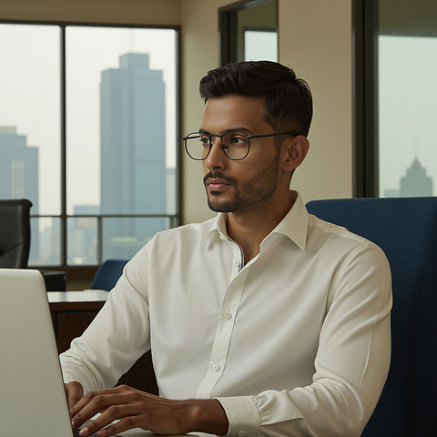 Vincent Chase Online Dark Gunmetal Full Rim Geometric left side