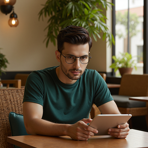 Vincent Chase Online Dark Gunmetal Full Rim Geometric left side
