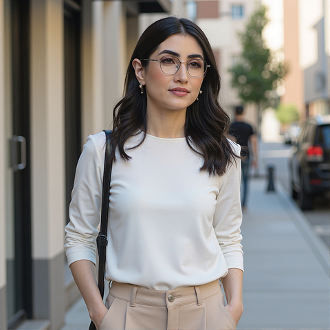 Vincent Chase Silver Full Rim Geometric left side