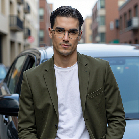 Vincent Chase Dark Gunmetal Full Rim Geometric left side