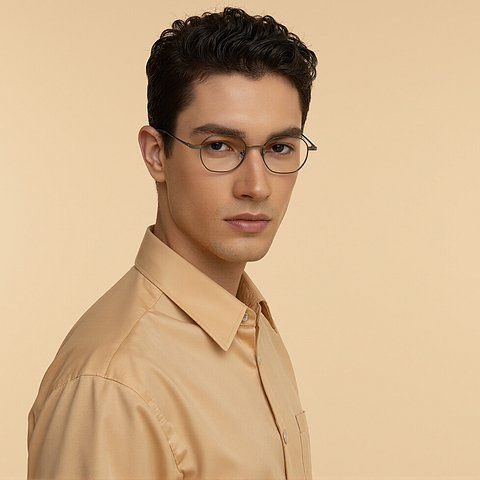 Vincent Chase Dark Gunmetal Full Rim Geometric left side