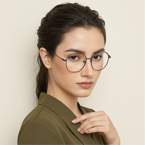 Vincent Chase Dark Gunmetal Full Rim Geometric left side