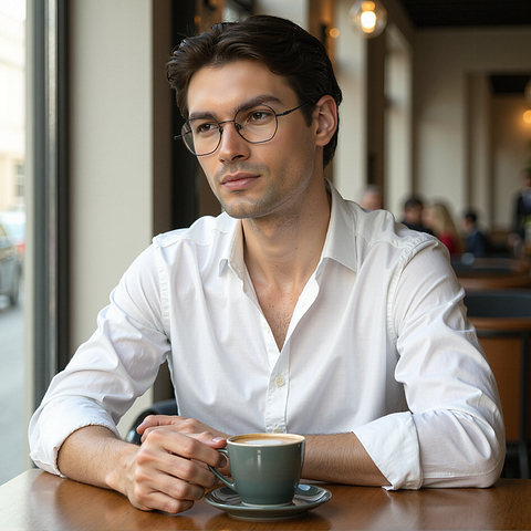 Vincent Chase Dark Gunmetal Full Rim Geometric left side