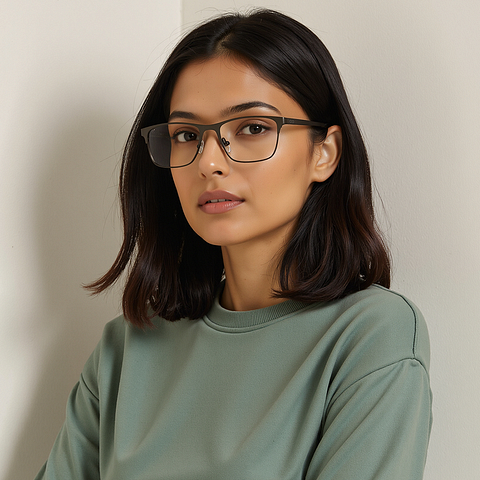 Vincent Chase Online Dark Gunmetal Full Rim Rectangle left side