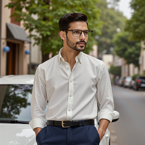 Vincent Chase Online Dark Gunmetal Full Rim Rectangle left side