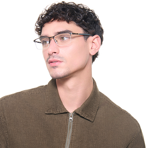 Vincent Chase Dark Gunmetal Half Rim Rectangle left side