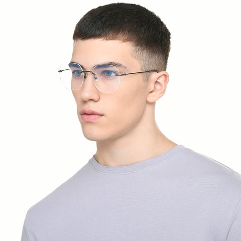 Vincent Chase Online Dark Gunmetal Rimless Geometric right side