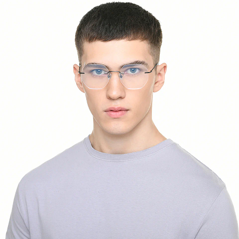 Vincent Chase Online Dark Gunmetal Rimless Geometric left side