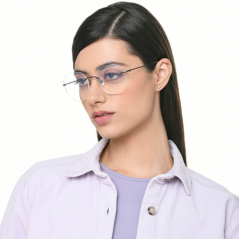 Vincent Chase Online Dark Gunmetal Rimless Geometric left side