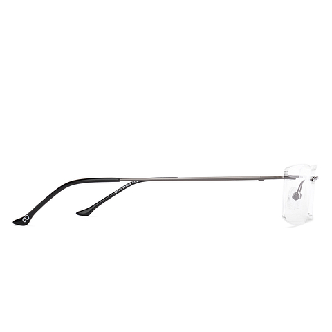 Vincent Chase Dark Gunmetal Rimless Rectangle left side Vincent Chase Dark Gunmetal Rimless Rectangle left side