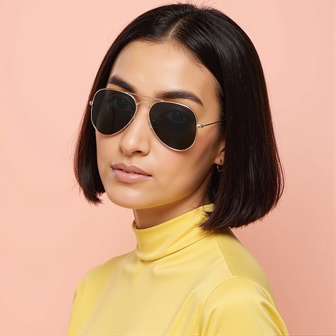 Vincent Chase Polarized Gold Full Rim Aviator left side