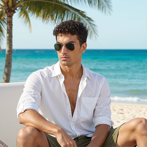 Vincent Chase Polarized Gold Full Rim Aviator left side