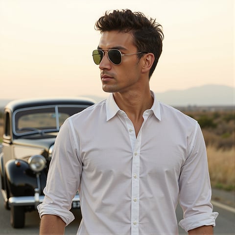 Vincent Chase Polarized Gold Full Rim Aviator left side