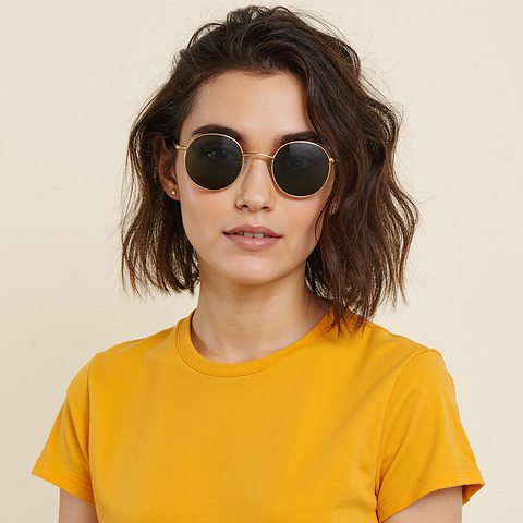 Vincent Chase Polarized Gold Full Rim Round left side