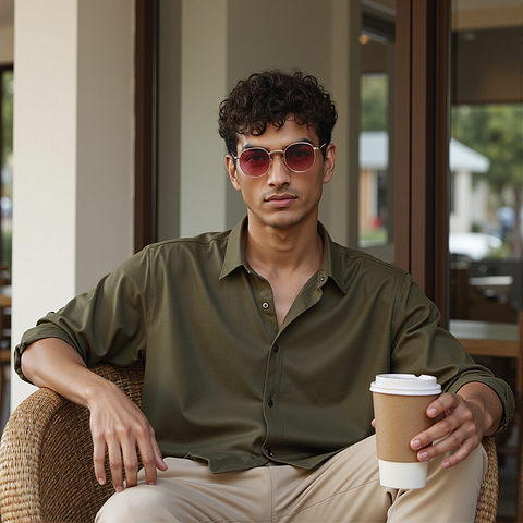 Vincent Chase Polarized Gold Full Rim Round left side