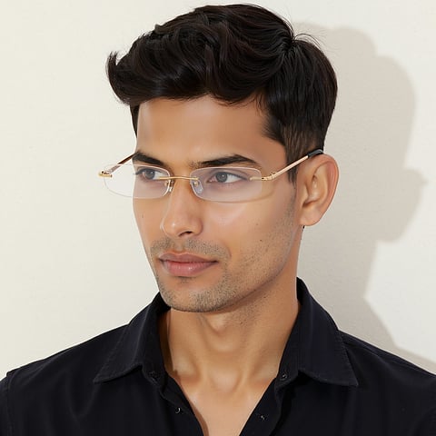 Vincent Chase Gold Rimless Rectangle left side