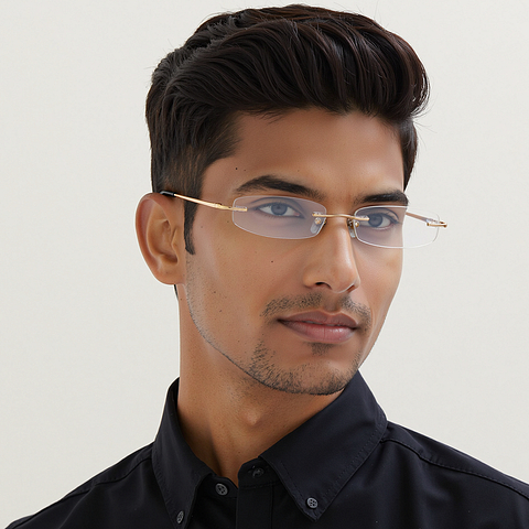 Vincent Chase Gold Rimless Rectangle right side
