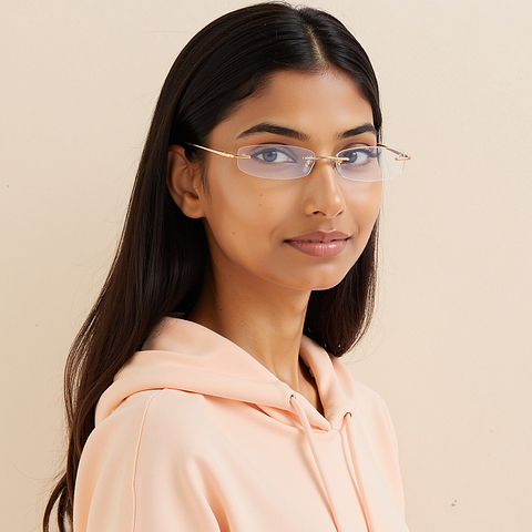 Vincent Chase Gold Rimless Rectangle right side