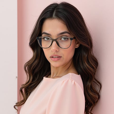 Vincent Chase Online Gray Transparent Full Rim Cat Eye left side