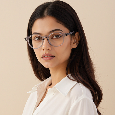 Vincent Chase Gray Transparent Full Rim Round left side