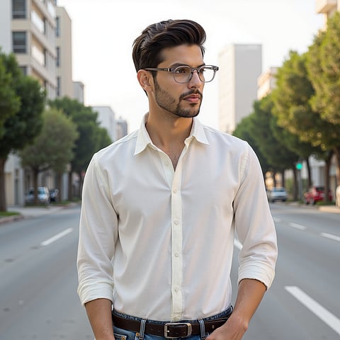 Vincent Chase Gray Transparent Full Rim Round left side