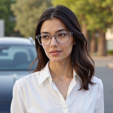 Vincent Chase Gray Transparent Full Rim Round right side