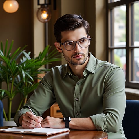 Vincent Chase Gray Transparent Full Rim Round left side