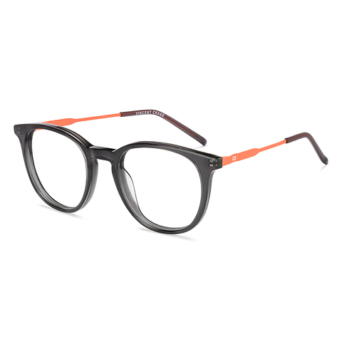 Buy Gray Transparent Orange Full Rim Round Vincent Chase VC BLEND