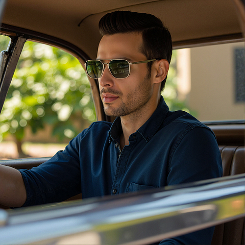 Buy Green Gradient Silver Full Rim Square Vincent Chase Polarized