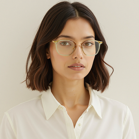 Vincent Chase Green Transparent Full Rim Square left side