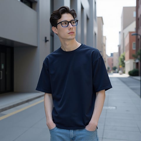 Vincent Chase Sky Blue Full Rim Rectangle left side