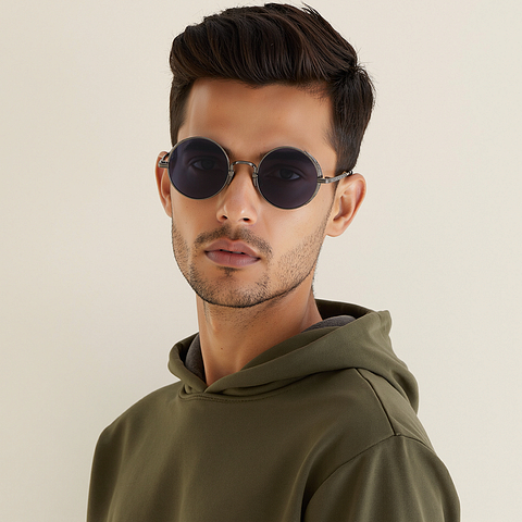 Vincent Chase Polarized Dark Gunmetal Full Rim Round left side Vincent Chase Polarized Dark Gunmetal Full Rim Round left side
