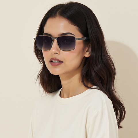 Buy Grey Gradient Gunmetal Full Rim Rectangle Vincent Chase