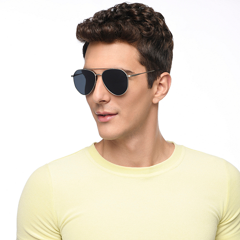 Vincent Chase Polarized Mid Gunmetal Full Rim Aviator left side