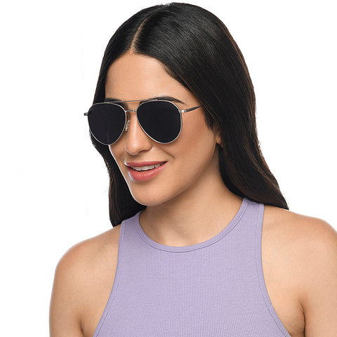 Vincent Chase Polarized Mid Gunmetal Full Rim Aviator left side