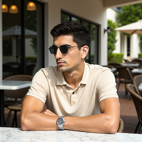 Vincent Chase Polarized Black Full Rim Geometric left side